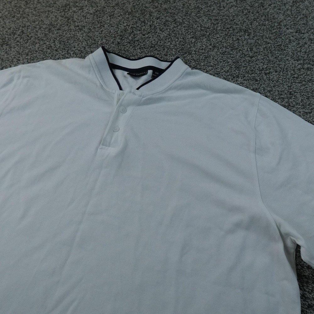 Paul Fredrick Shirt Mens 2XL White Short Sleeve Blade Collar Polo Henley Golf